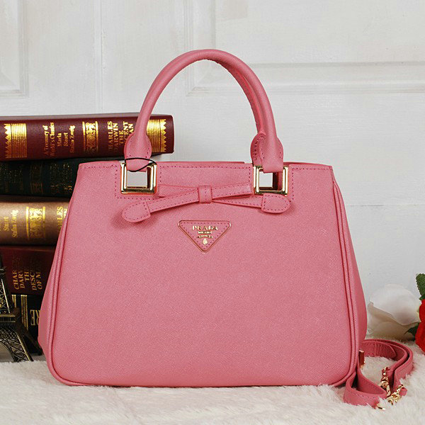 2014 Prada saffiano calfskin tote BN2245 cherrypink